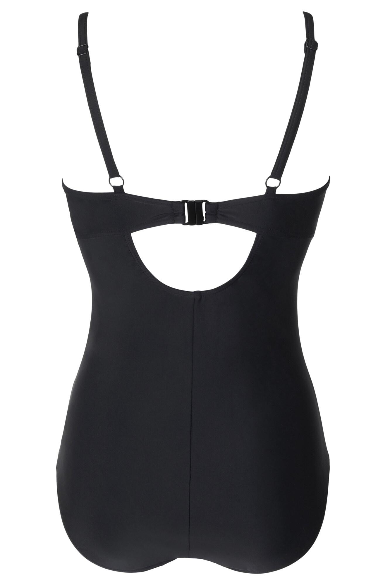 Lightly Padded Underwired Twist Front Control Swimsuit | Black | Pour Moi