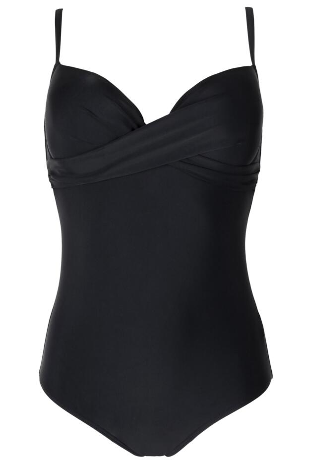 Pour Moi St Barts Push-Up Boost Padded Underwired Tummy Control Swimsuit -  Black