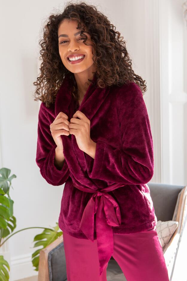 Satin Trim Dressing Gown Jacket