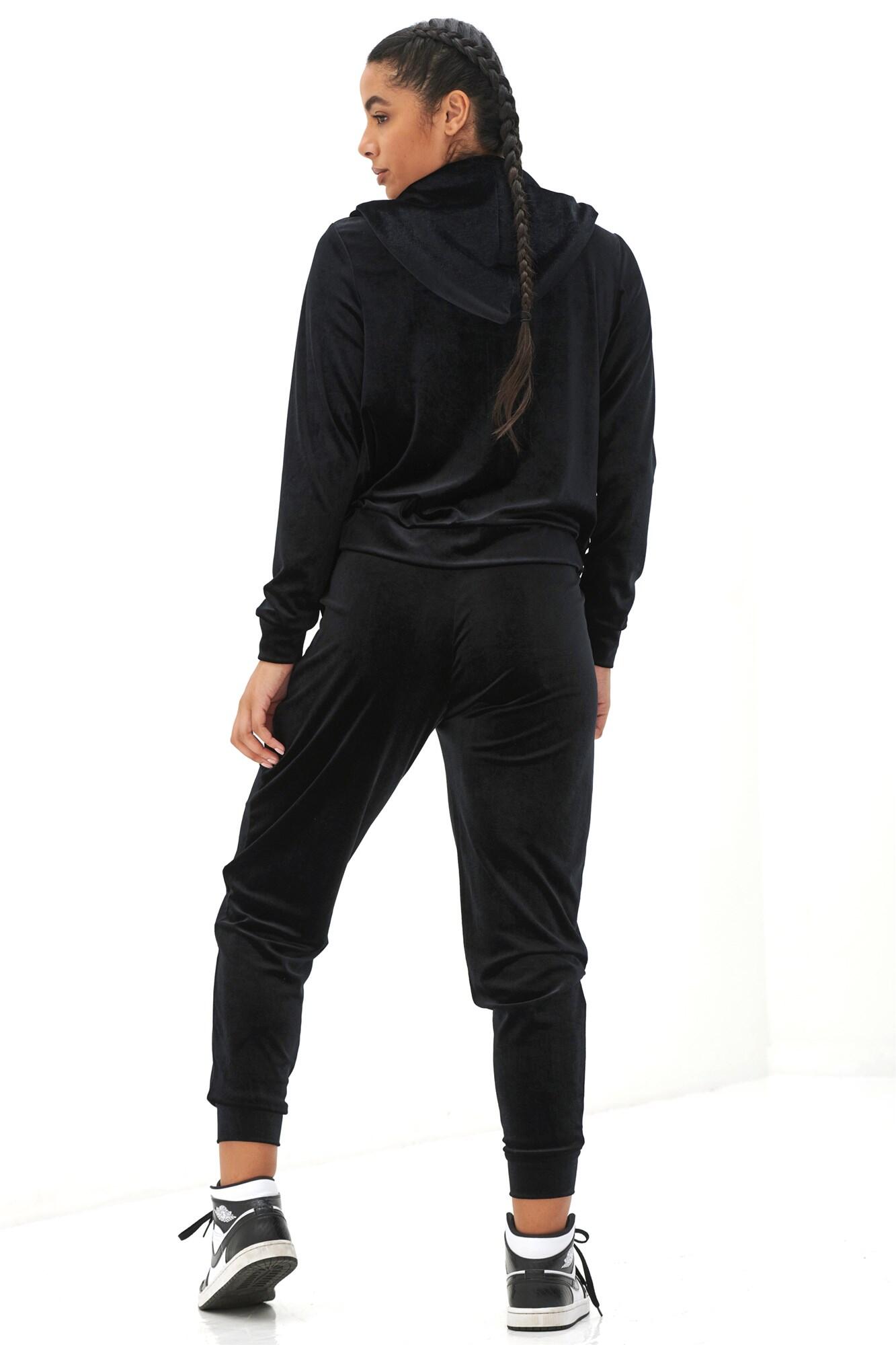 Ladies black hot sale velour joggers