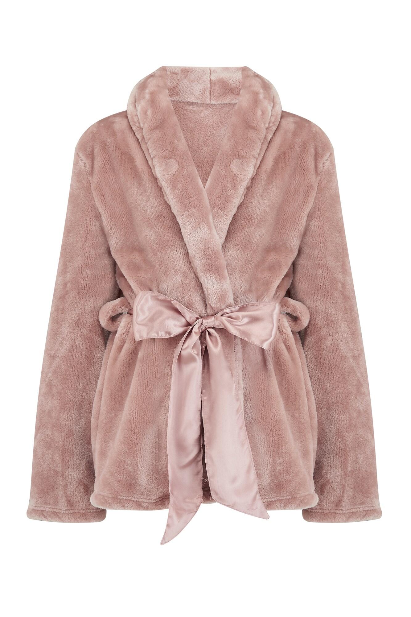 Satin Trim Dressing Gown Jacket Mink Pour Moi