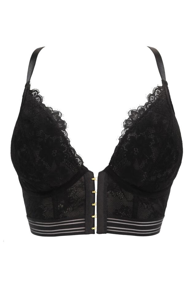 Pour Moi Black Bralette India Front Fastening Underwired Bralette