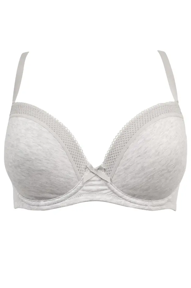 Love To Lounge Cotton T-Shirt Bra in Grey Marl | Pour Moi