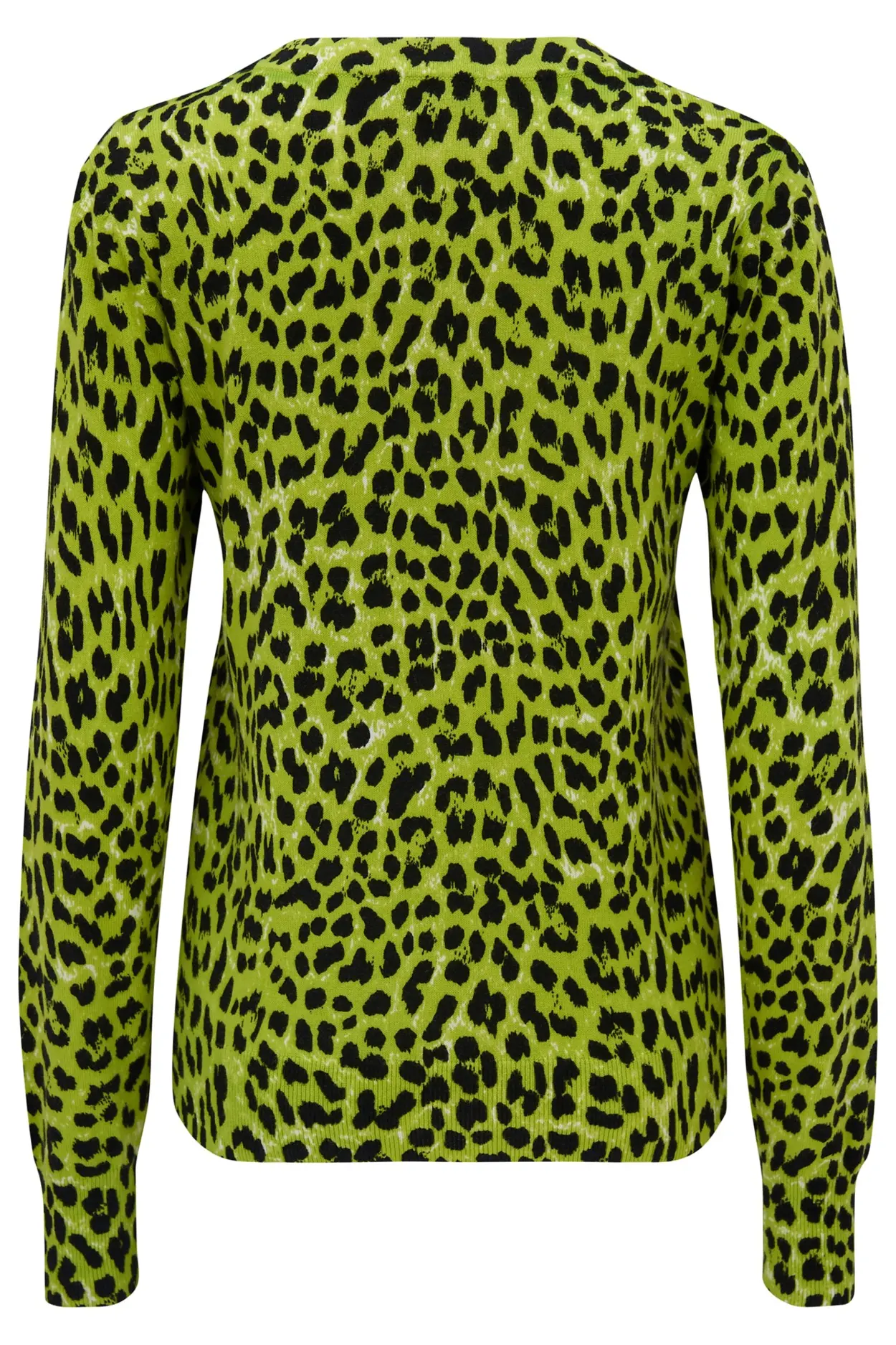 Leopard Print Compact Knit Jumper | Lime/Black Animal | Pour Moi