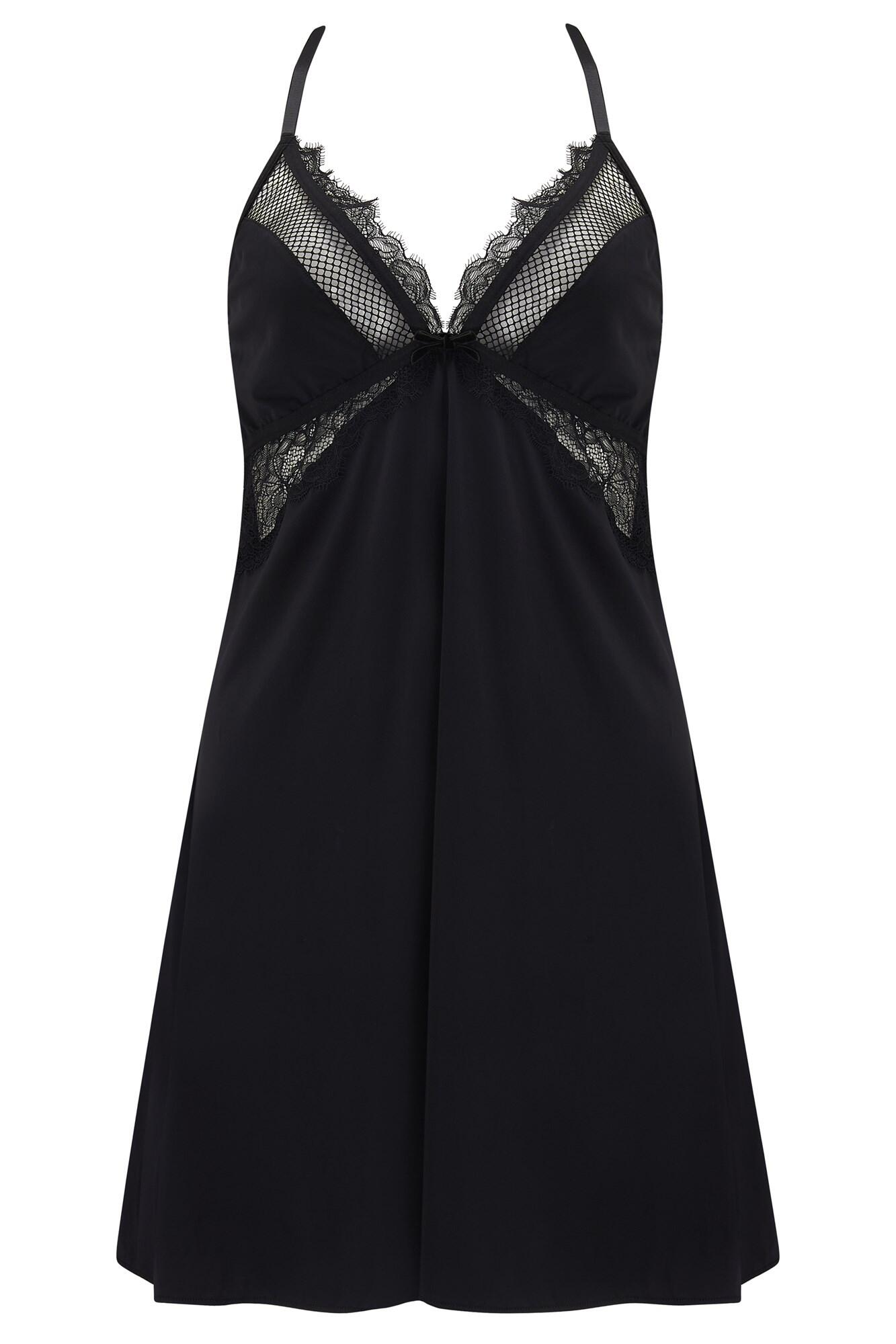 Dark Romance Eyelash Lace Chemise In Black Pour Moi