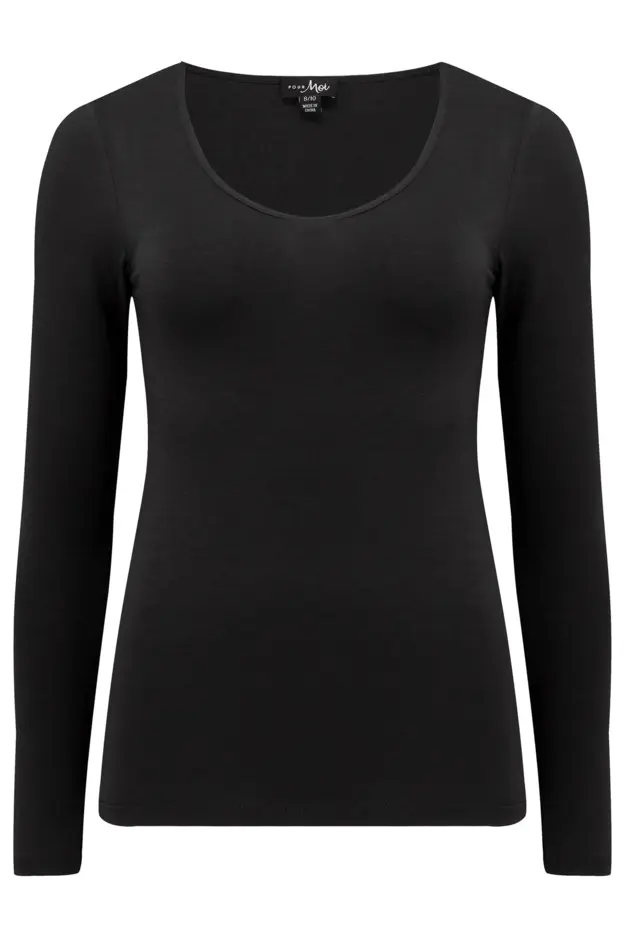 Second Skin Thermal Long Sleeve Top in Black | Pour Moi