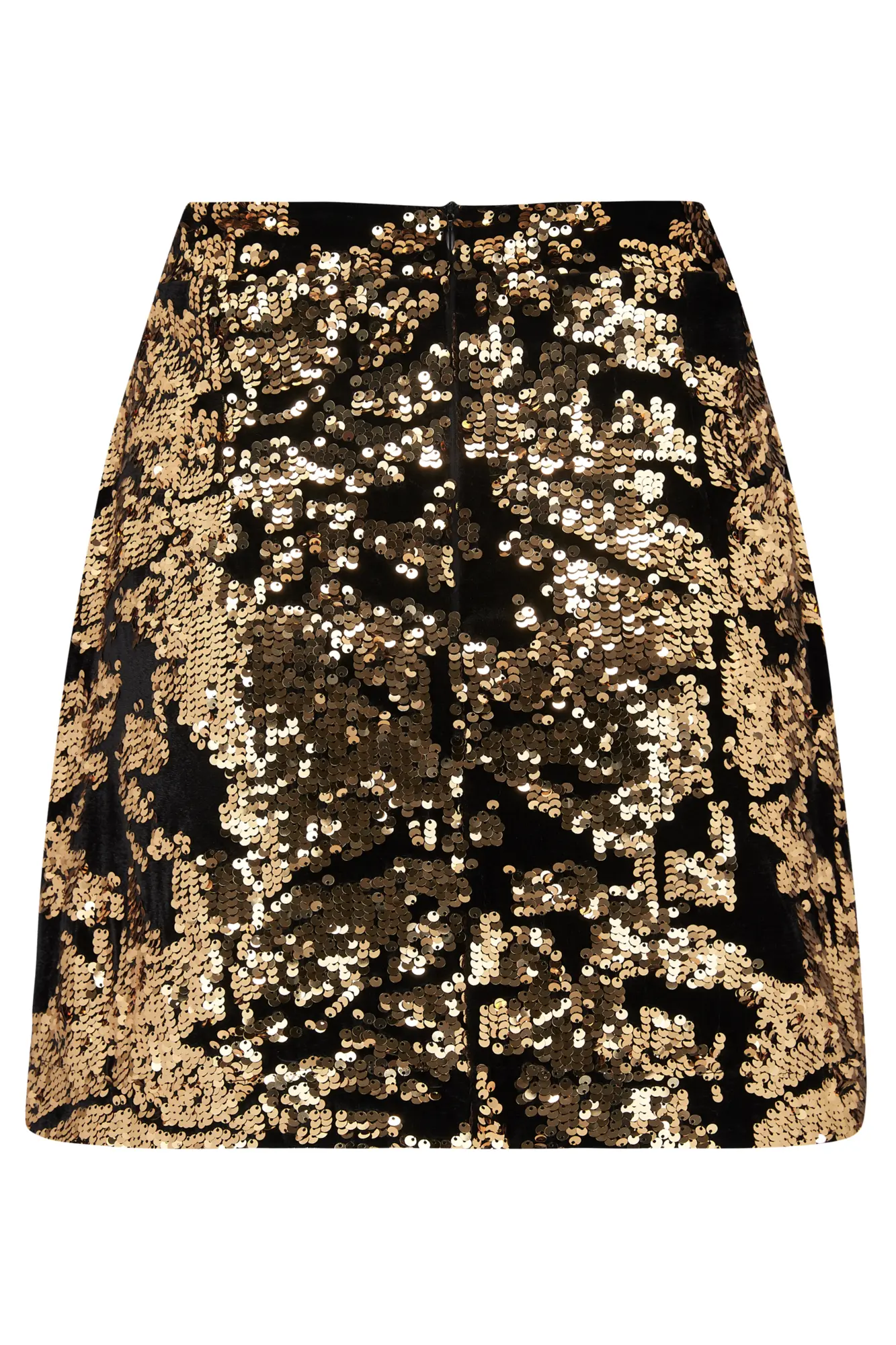 Selena Velvet Sequin Mini Skirt | Black/Gold | Pour Moi