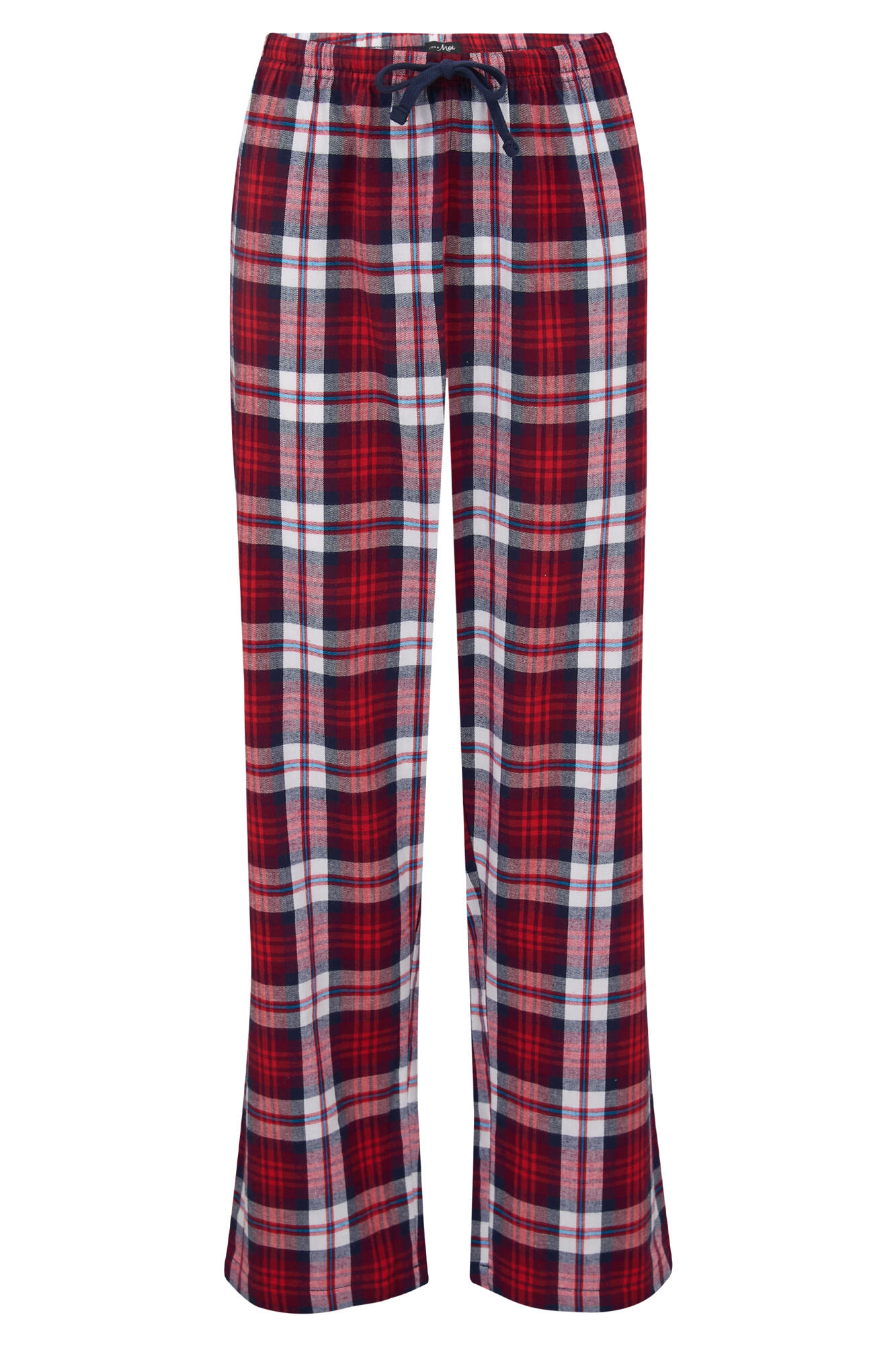 Cosy Check Trouser and Jersey T-Shirt Pyjama in Navy/Red | Pour Moi