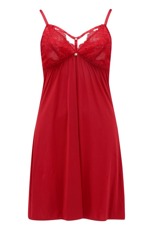 Statement Lace Chemise, Red