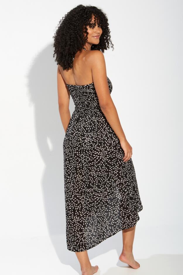 Halter Neck Strap Multiway Shirred Bodice Maxi Beach Dress