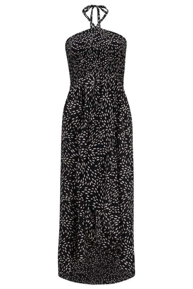 Halter Neck Strap Multiway Shirred Bodice Maxi Beach Dress