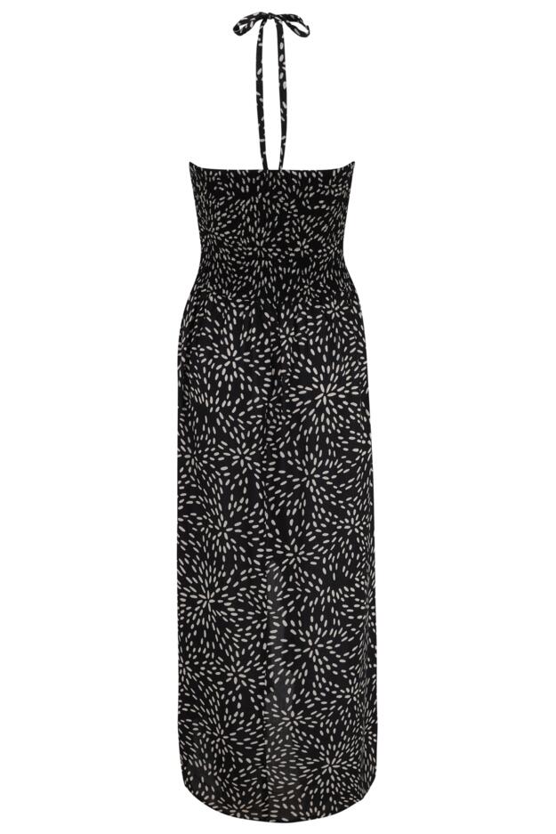 Halter Neck Strap Multiway Shirred Bodice Maxi Beach Dress