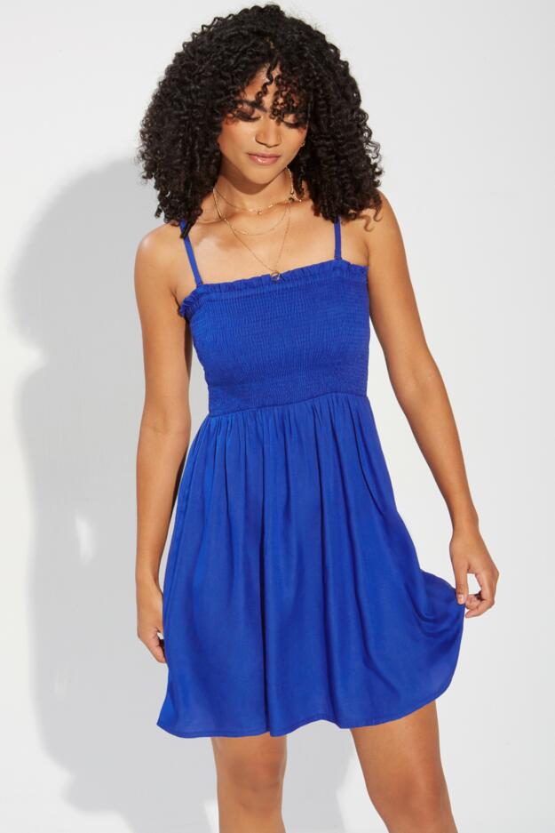 Strapless Shirred Bandeau Short Beach Dress 