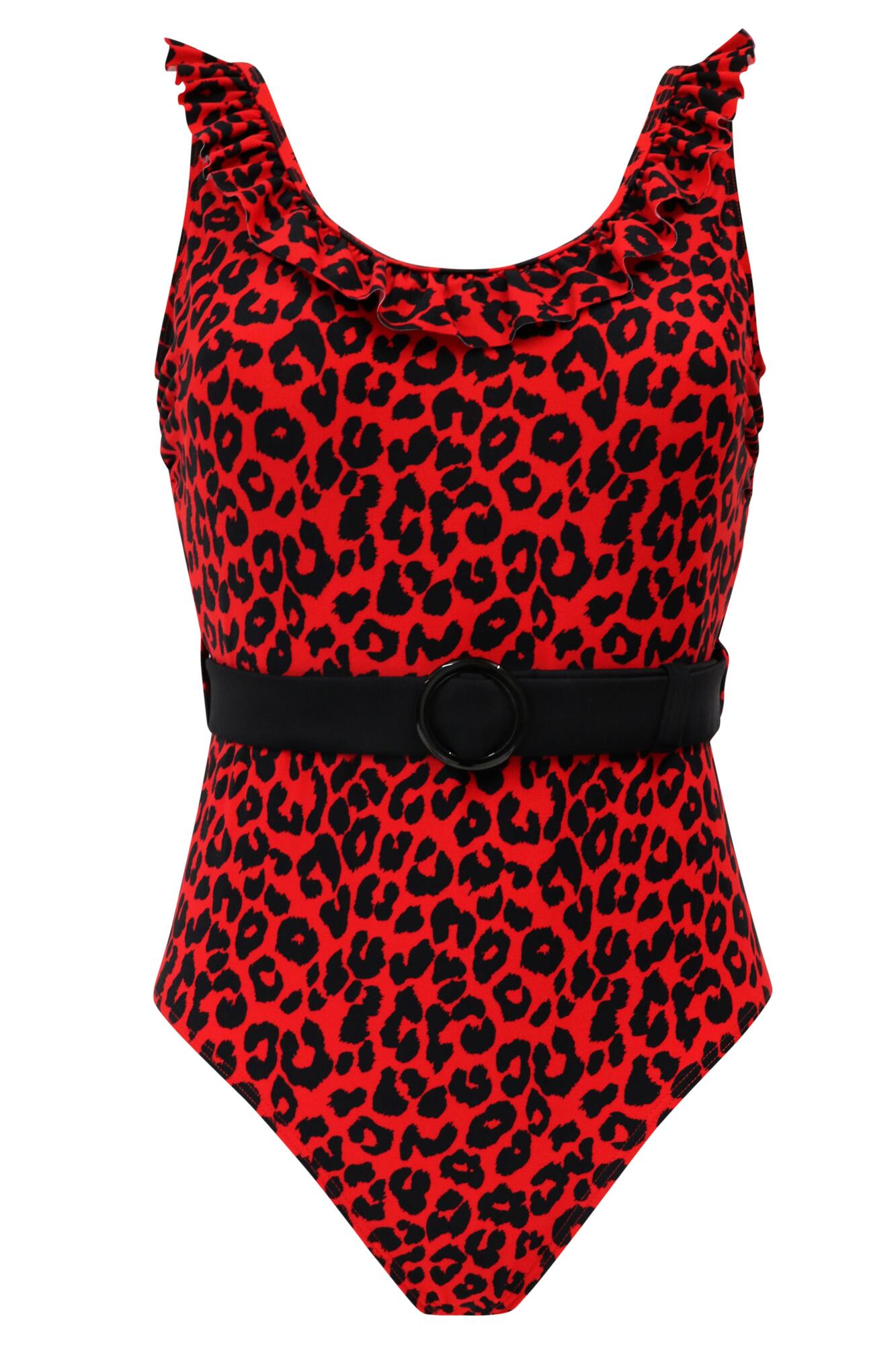 Red animal clearance print swimsuit