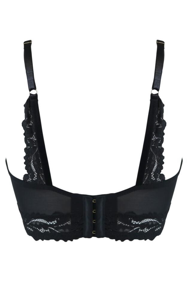 India Lace and Mesh Underwired Bustier in Black | Pour Moi