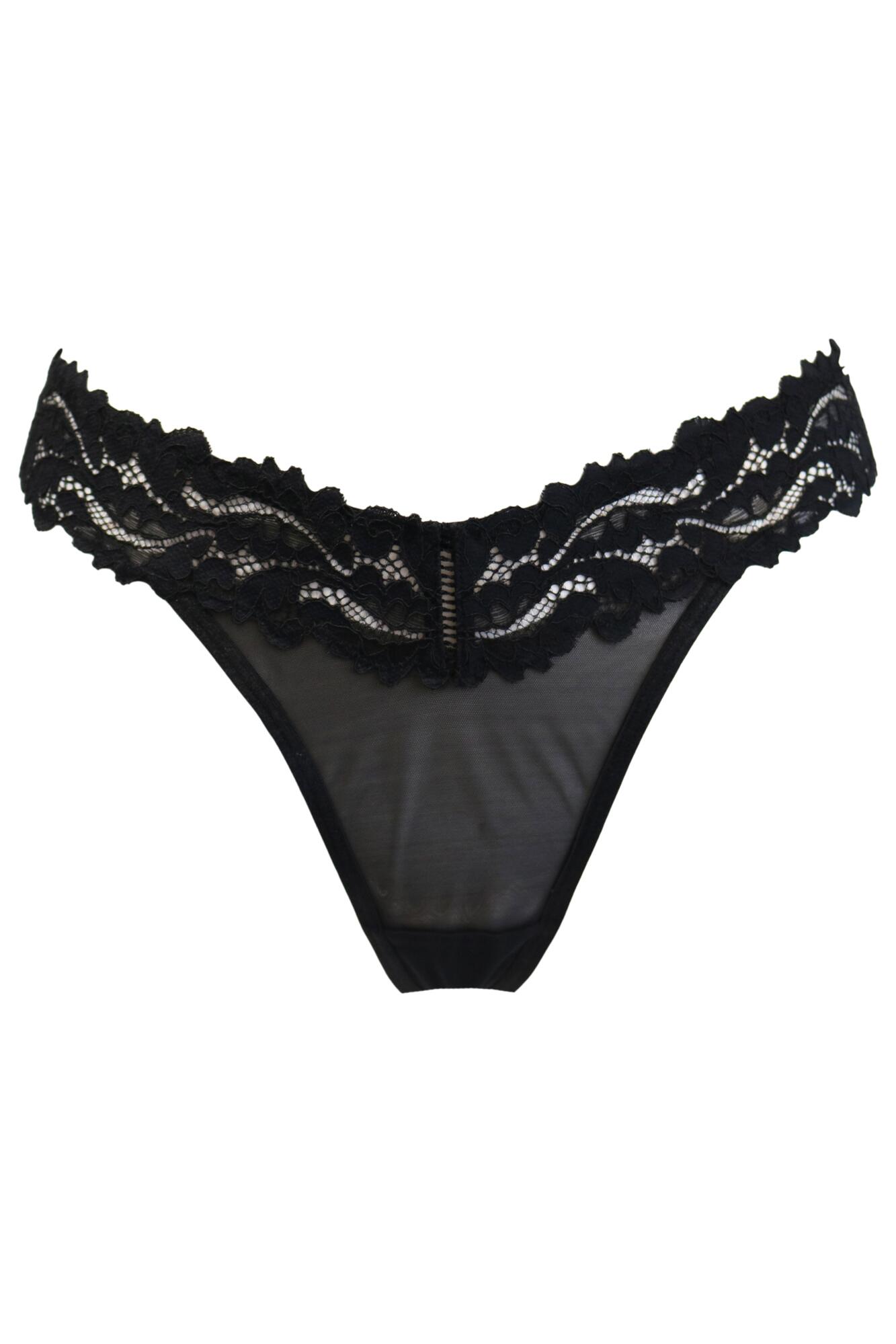 India Lace and Mesh Thong | Black | Pour Moi
