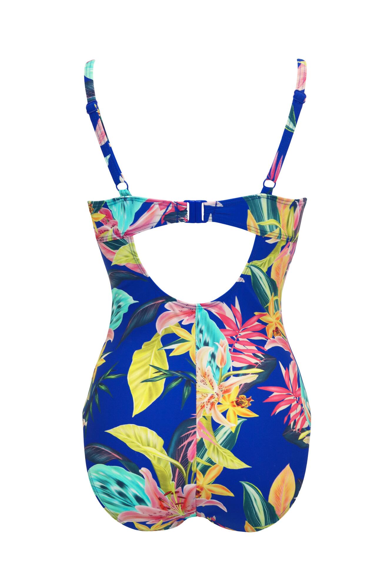 In The Mix Lightly Padded Underwired Swimsuit in Blue Tropical Pour Moi