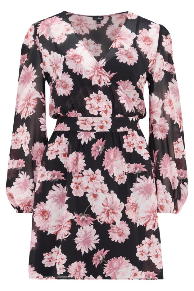 Natalya Chiffon Puff Sleeve Dress