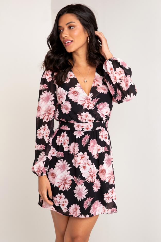 Natalya Chiffon Puff Sleeve Dress