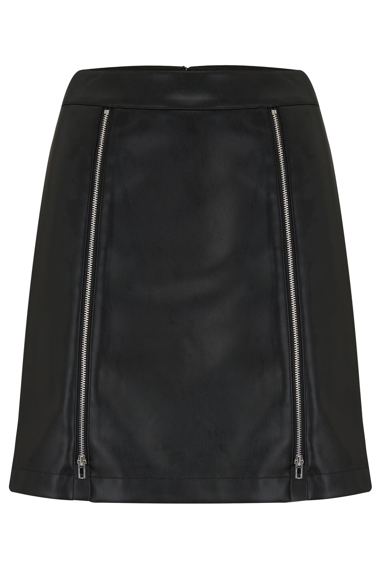 Black leather skirt zip best sale