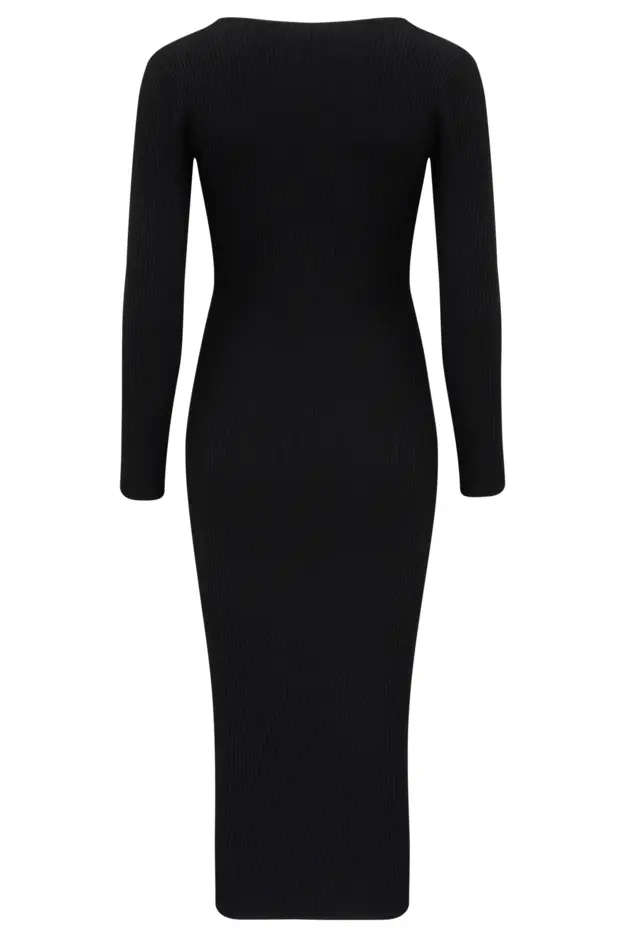 Sasha Rib Knit Square Neck Midi Dress with LENZING™ ECOVERO™ Viscose in ...