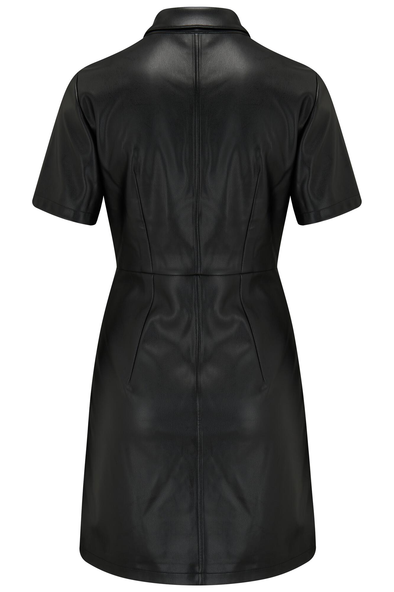 Ella Faux Leather Zip Through Mini Dress - Black