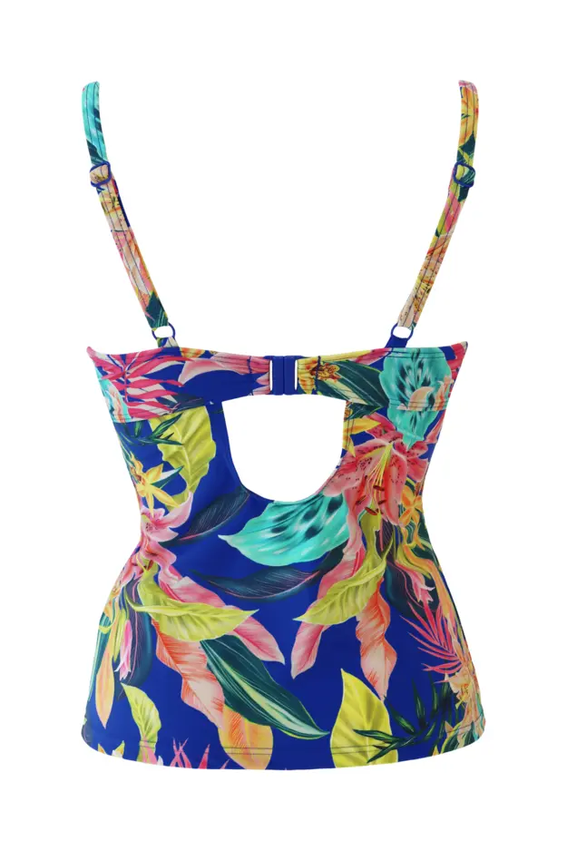 In The Mix Underwired Padded Tankini Top | Blue Tropical | Pour Moi