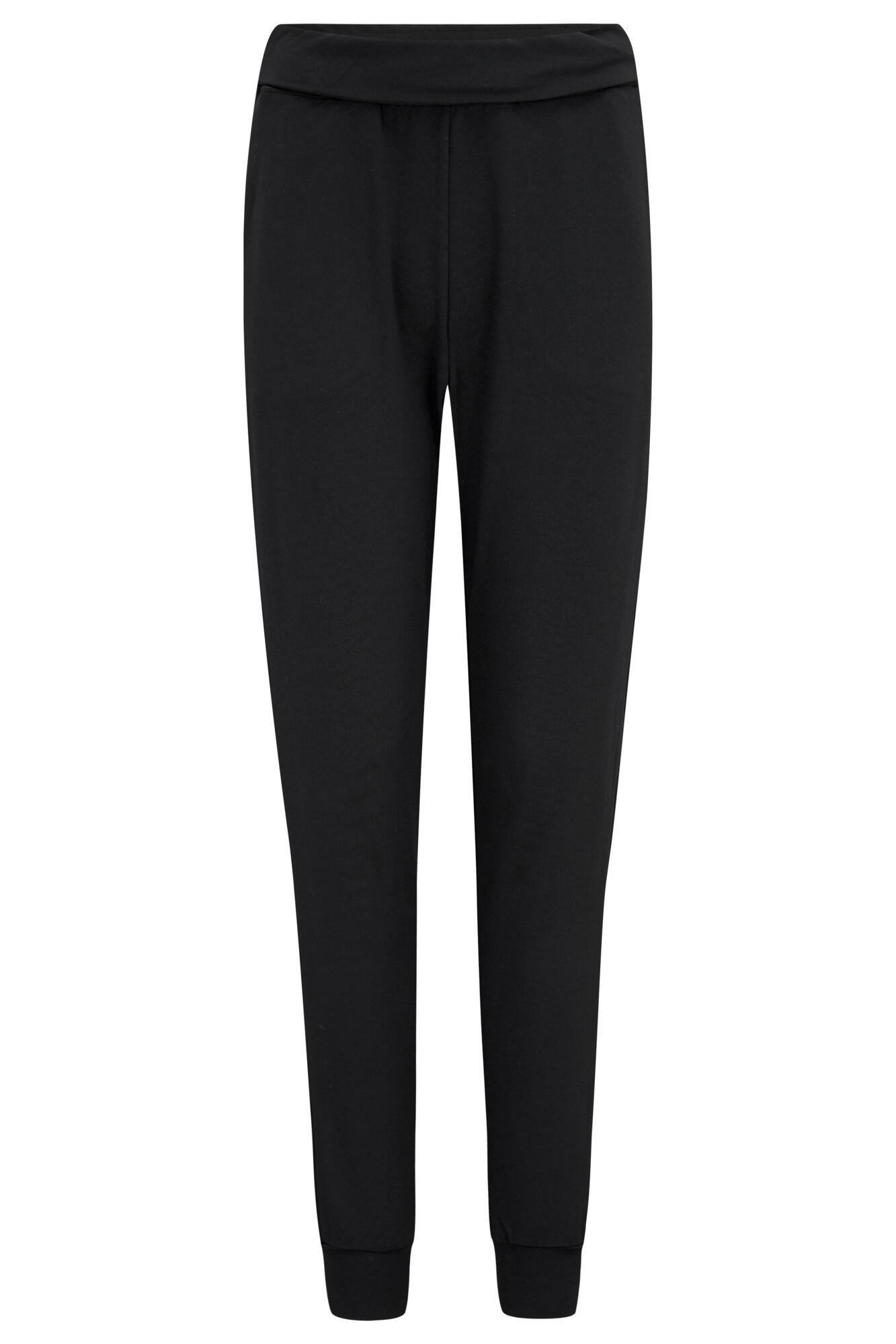 Energy Yoga Foldover Waist Cuffed Joggers in Black Pour Moi