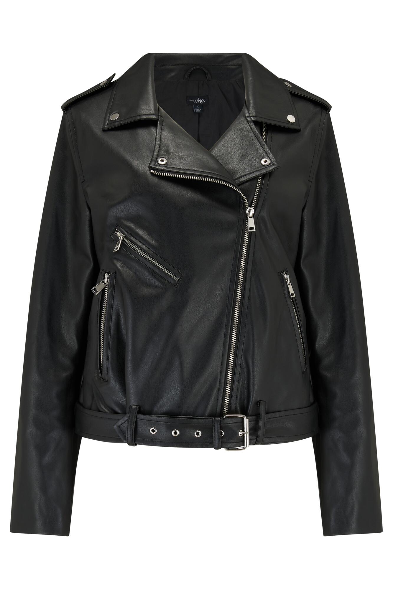 Cheap black faux hot sale leather jacket