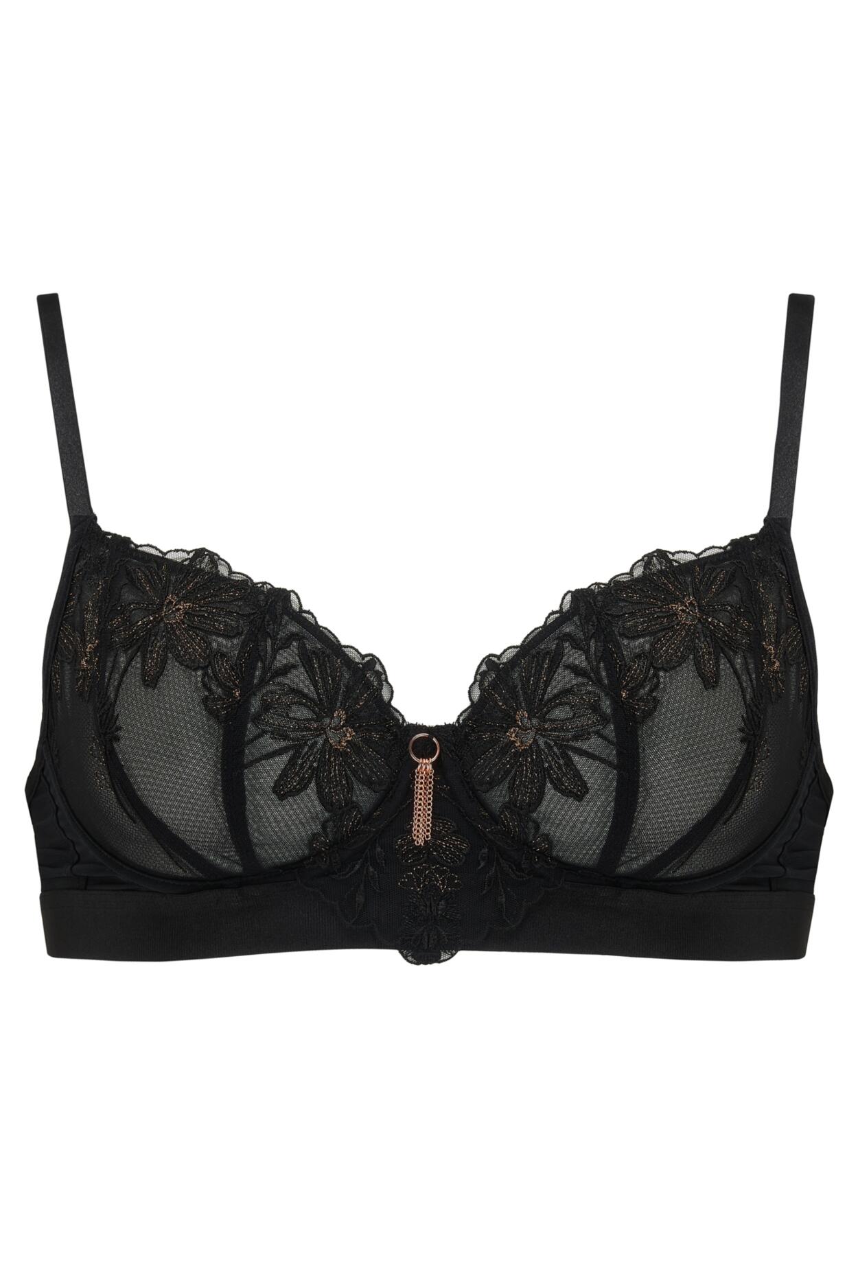 Constance Non Padded Underwired Bra in Black/Rose Gold | Pour Moi