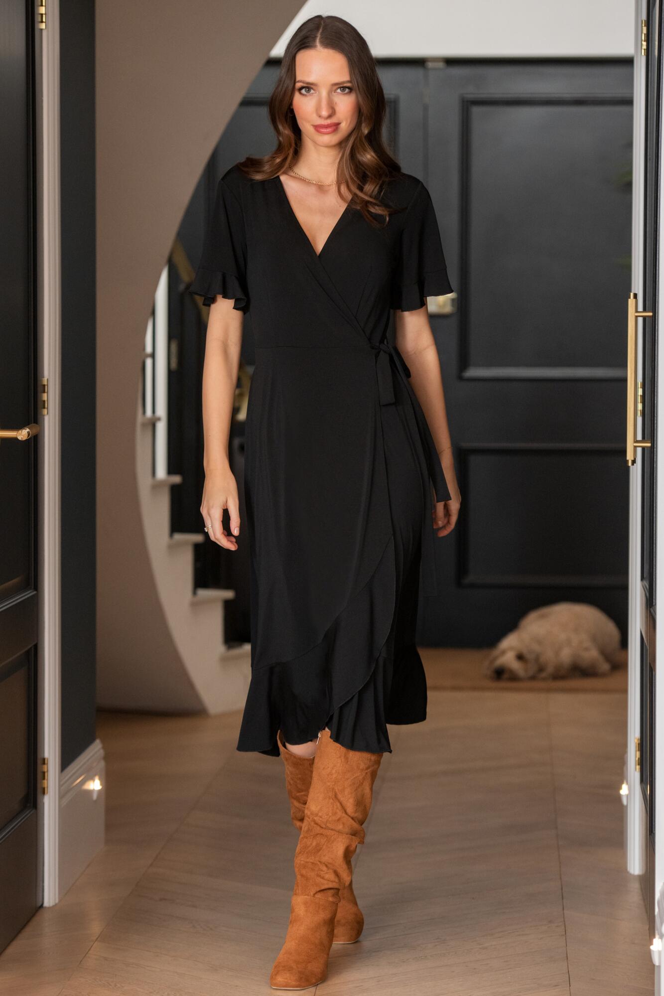 Black wrap dress uk online