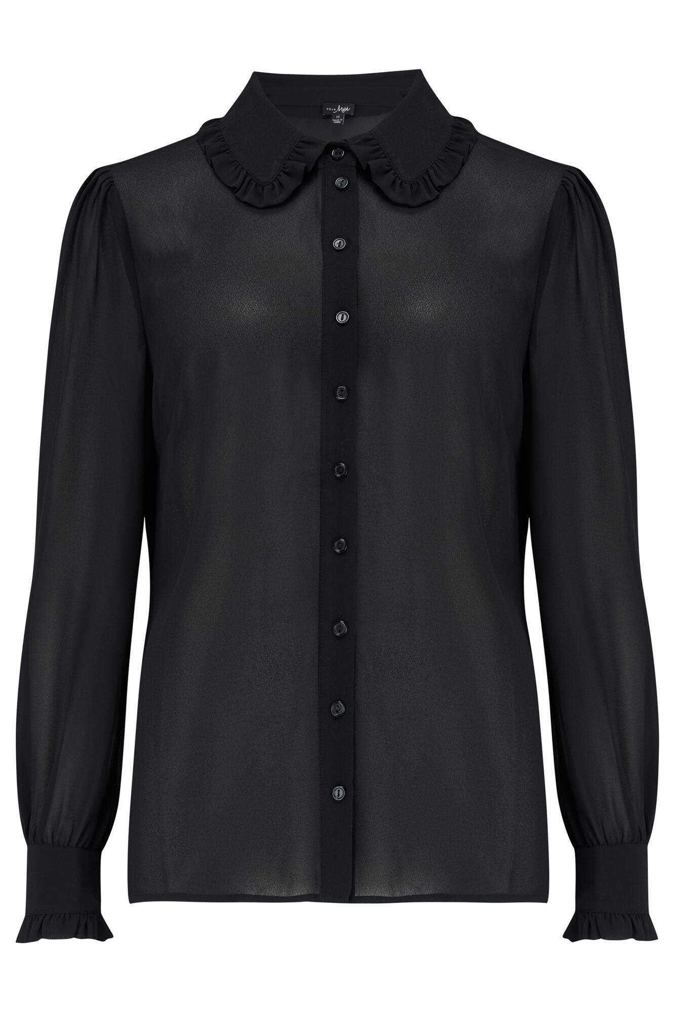 Black chiffon shirt best sale