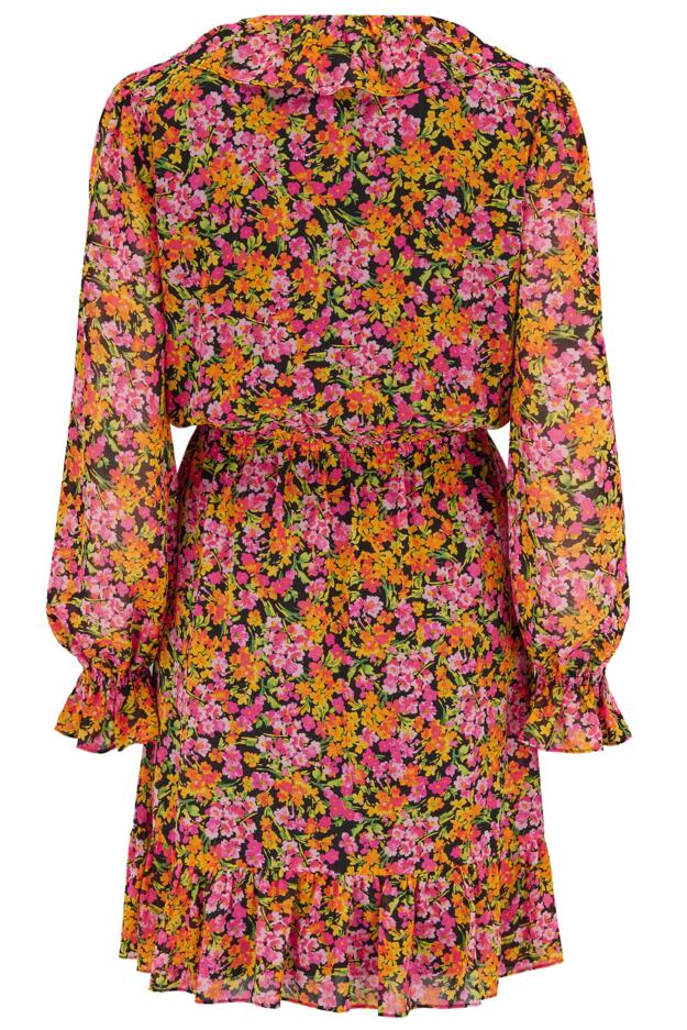 Nico Fuller Bust Frill Detail Chiffon Dress in Multi | Pour Moi