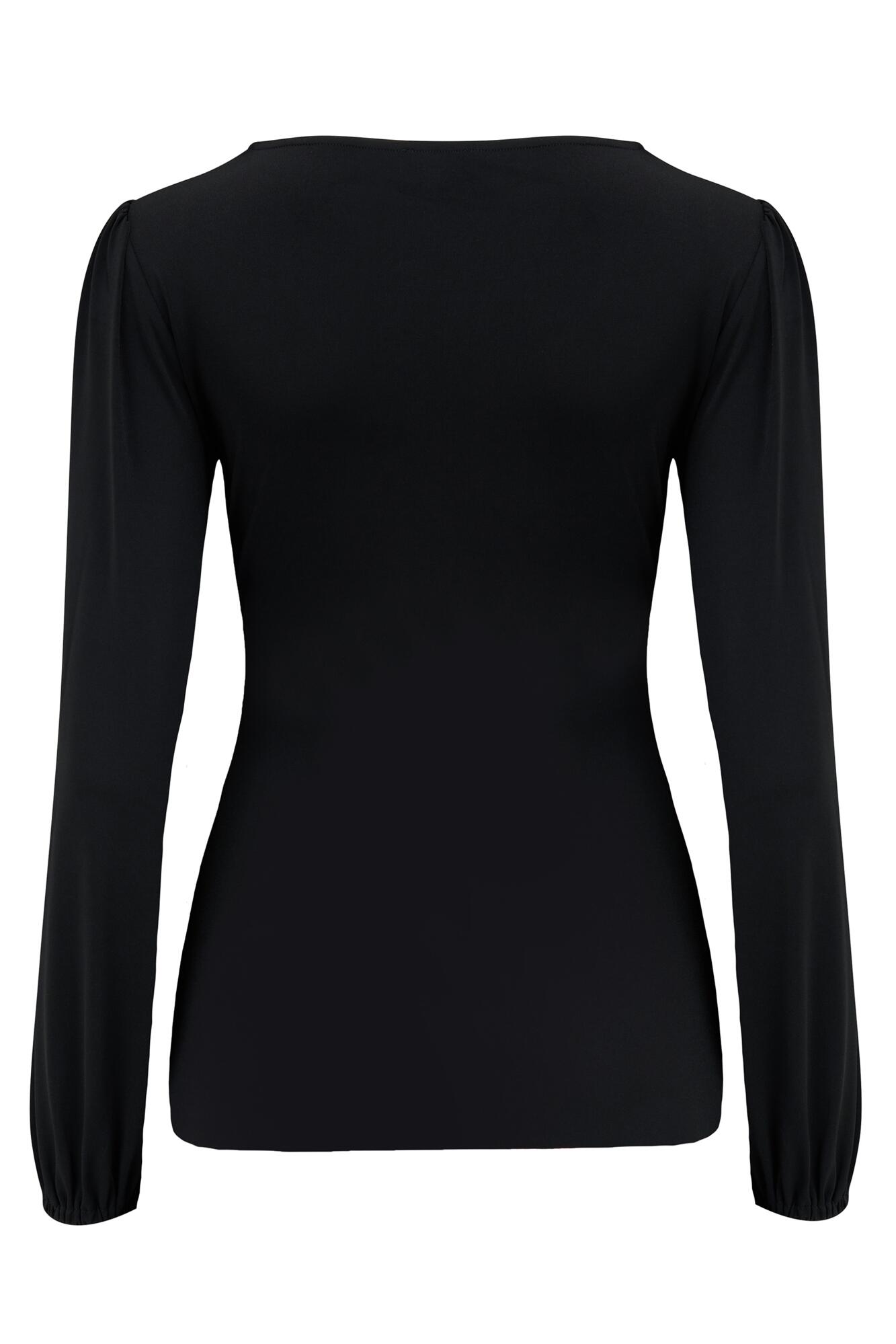 Bianca Cut Out Detail Slinky Stretch Top, Black