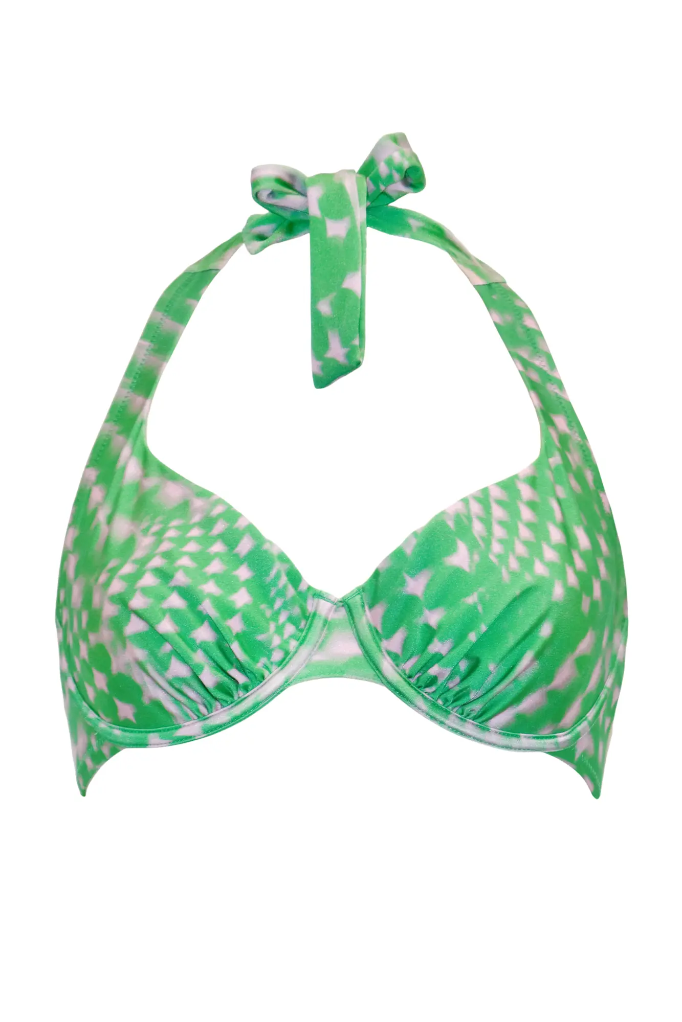 Portofino Halter Underwired Bikini Top in Green/Pink | Pour Moi