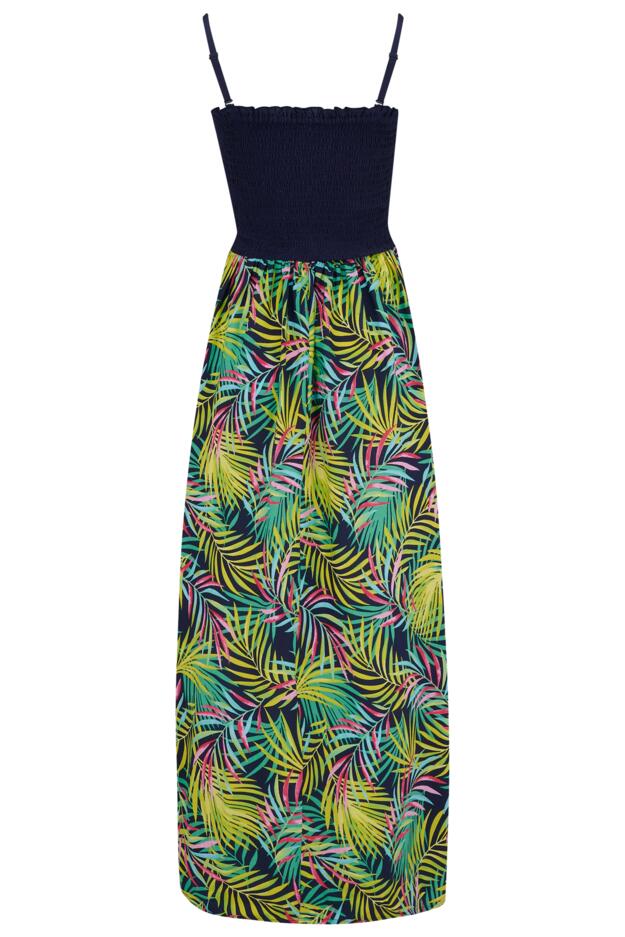 Strapless Shirred Split Maxi Beach Dress