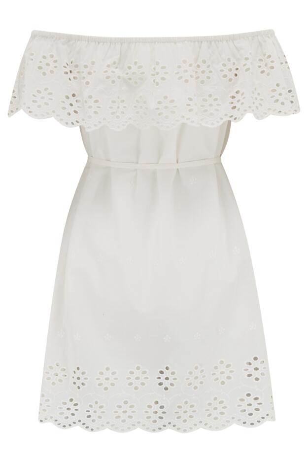 Cotton Broderie Bardot Mini Beach Dress