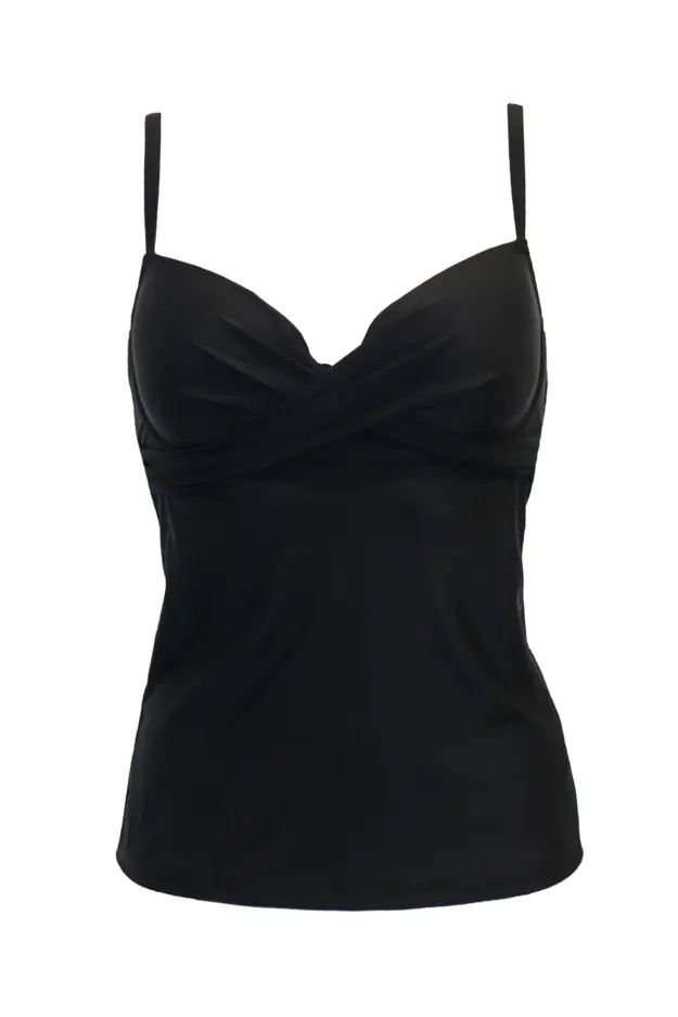 Free Spirit Underwired Lightly Padded Tankini Top | Black | Pour Moi