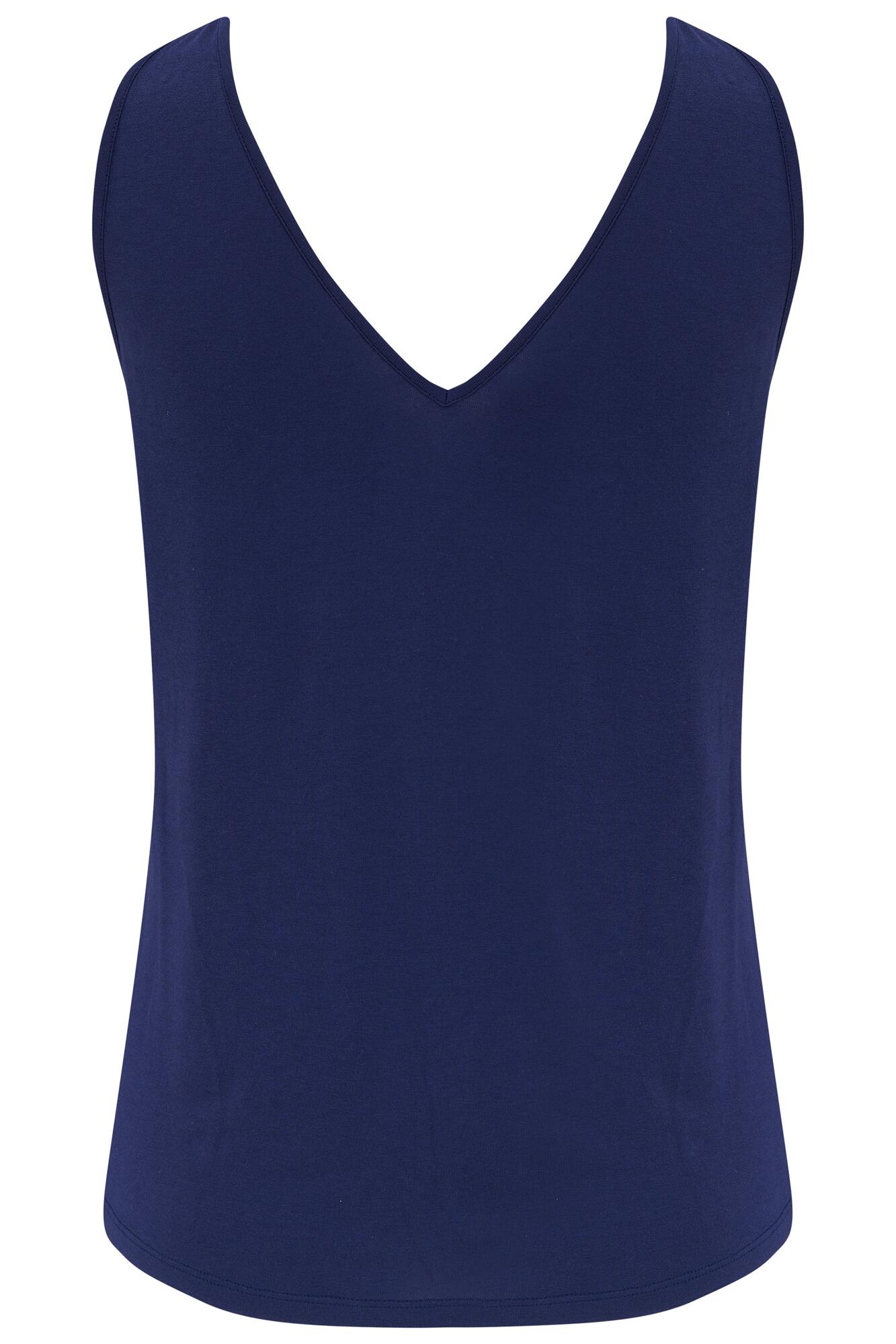 Sophie Fuller Bust Stretch V Neck Vest in Navy | Pour Moi