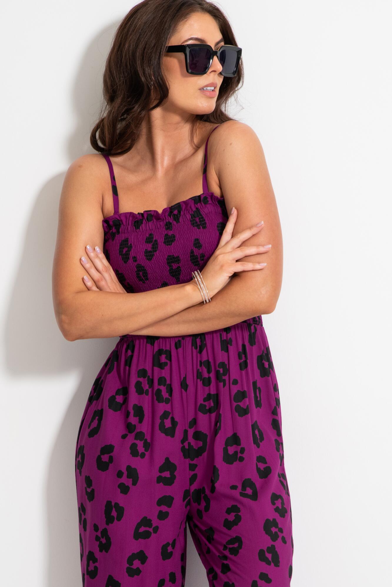 Strapless leopard jumpsuit hotsell