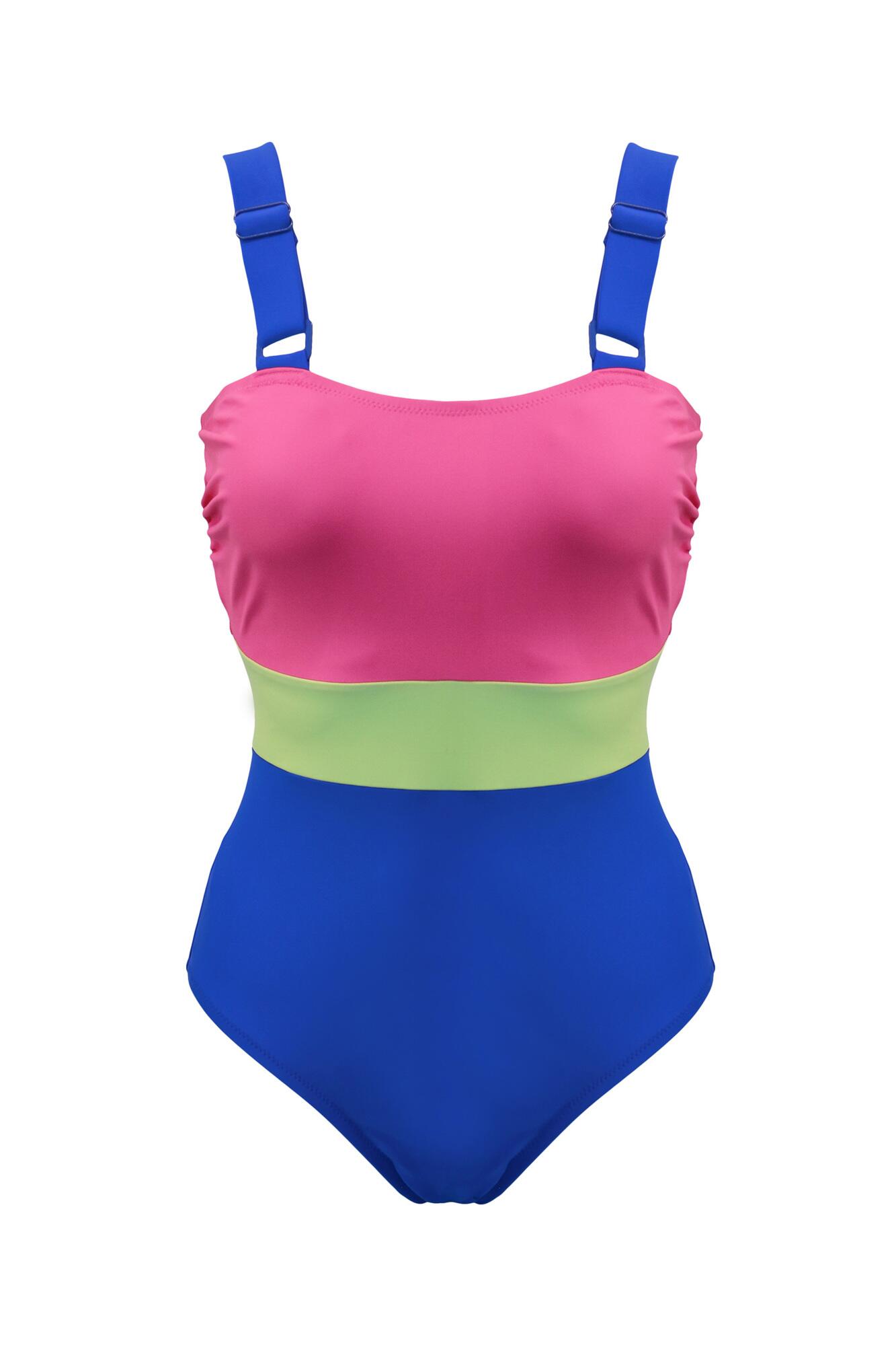 Palm Springs Colour Block Tummy Control Swimsuit in Ultramarine/Pink
