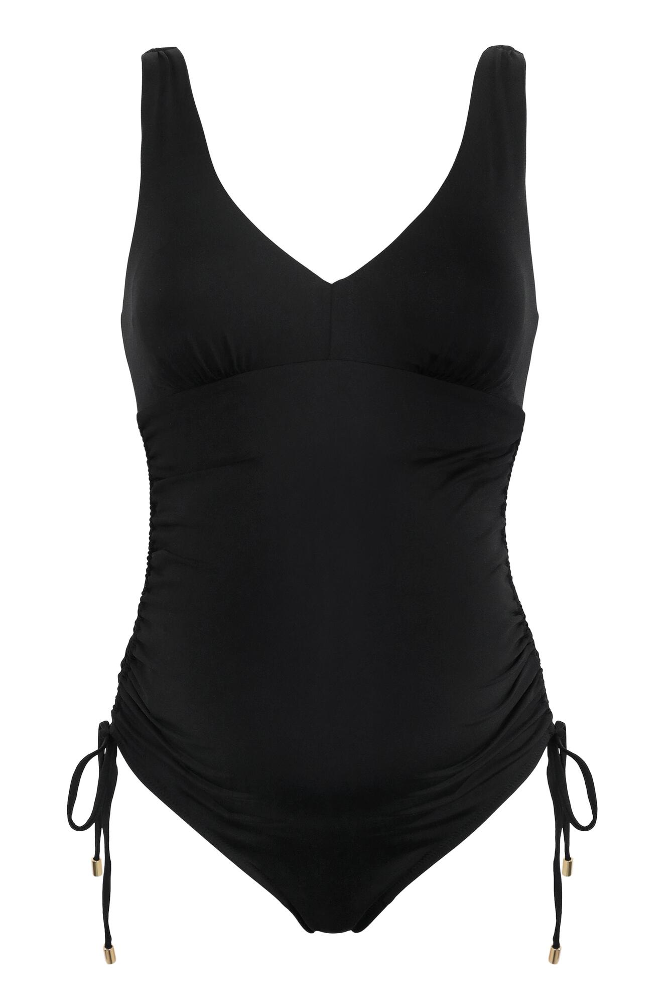 Maternity Ruched Adjustable Side Swimsuit in Black Pour Moi