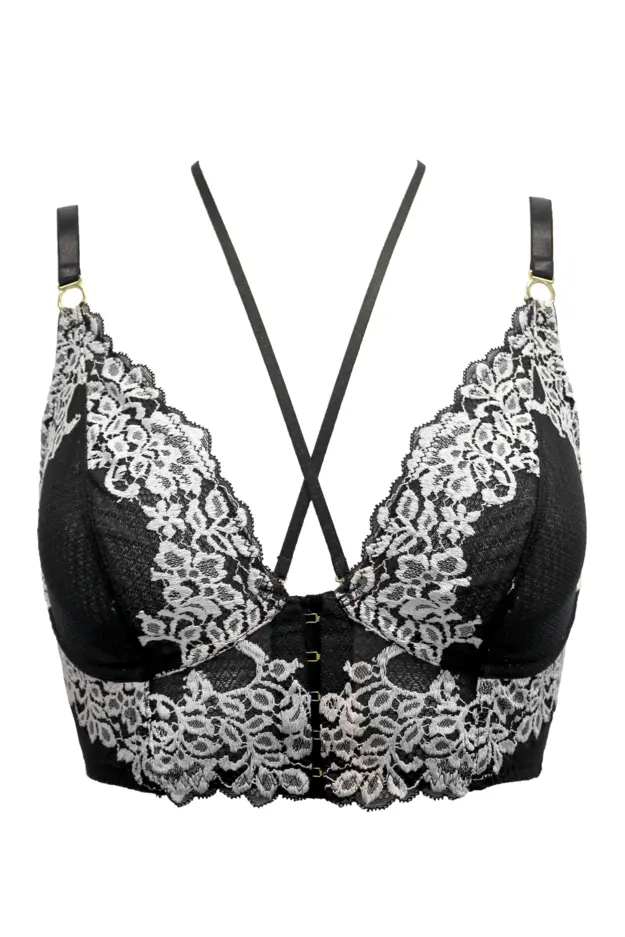 India Two-Tone Bold Lace Front Fastening Bralette