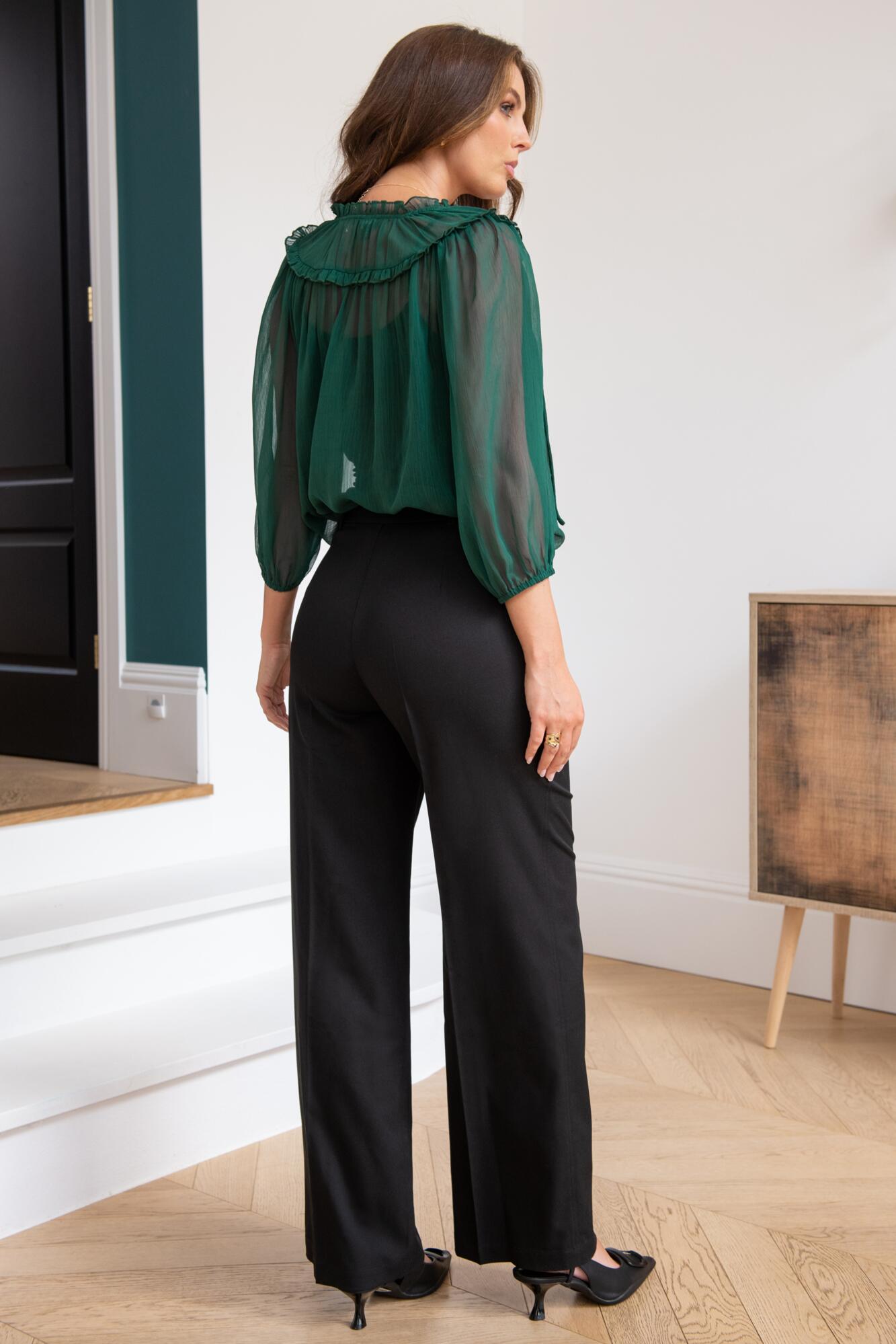 Josephine Wide Leg Woven Trouser | Black | Pour Moi