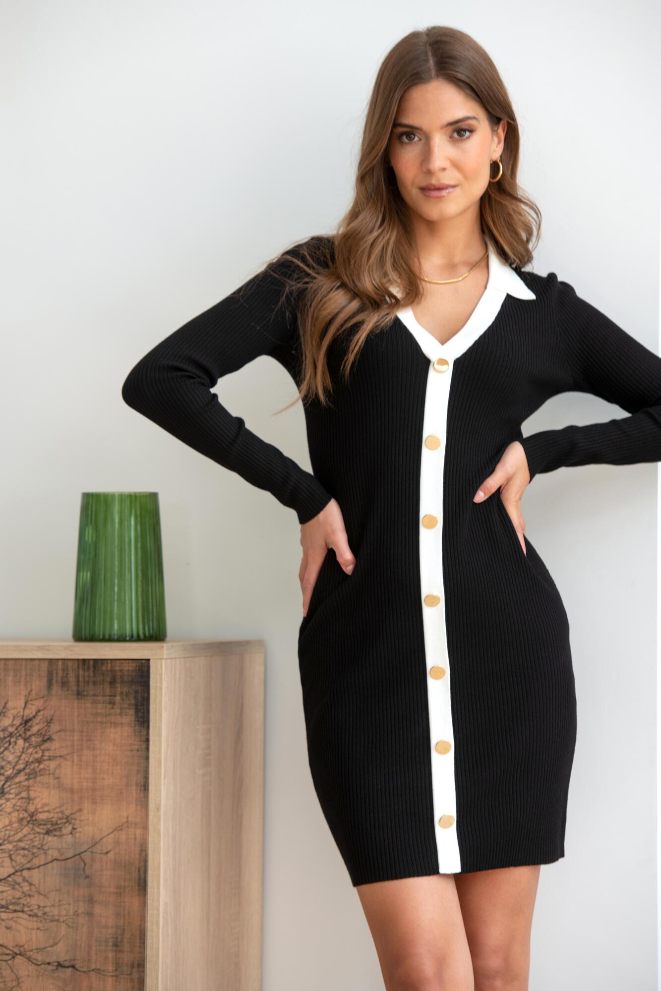 Beth Contrast Rib Knit Mini Dress with LENZING™ ECOVERO™ Viscose