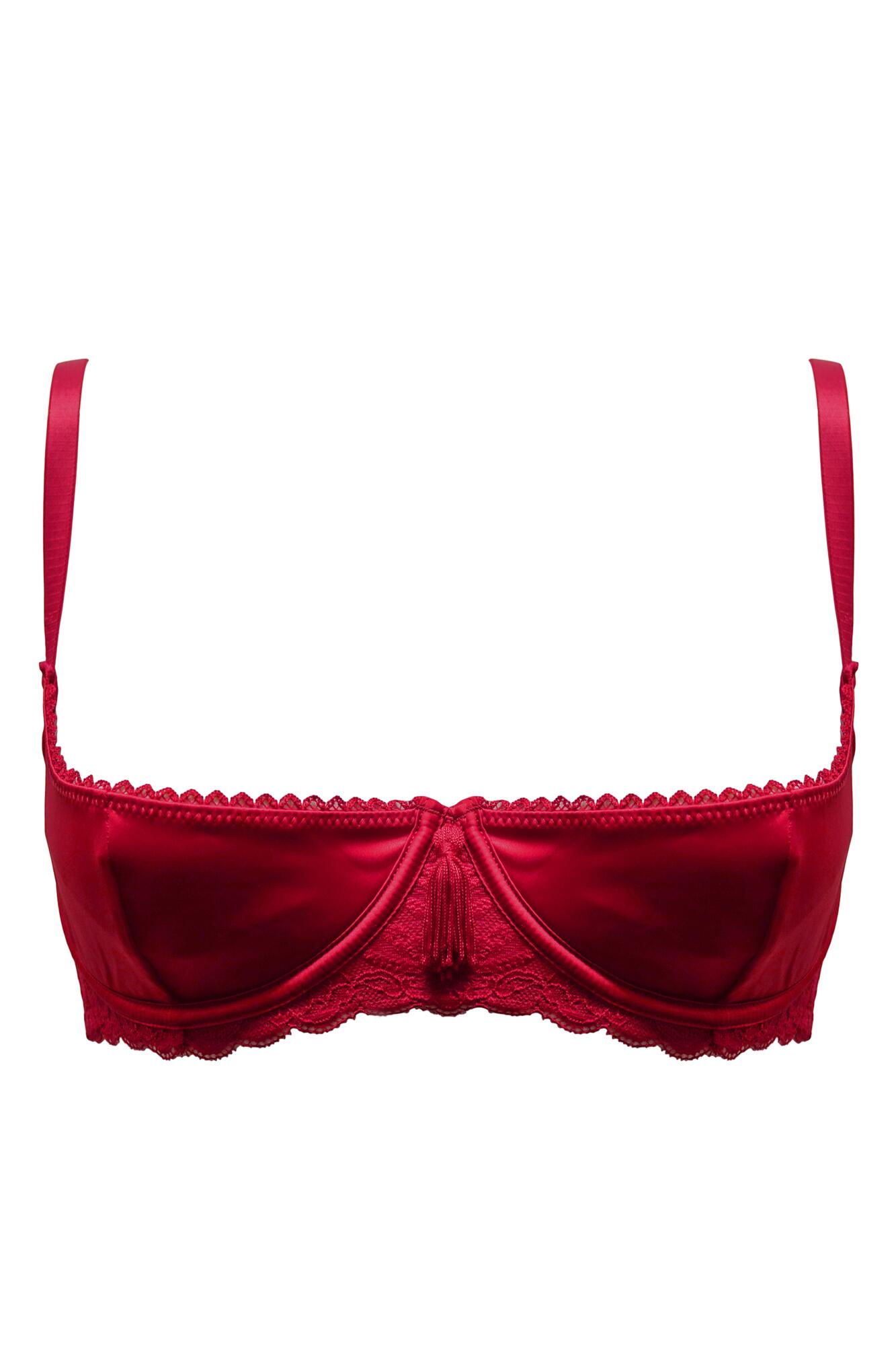 For Your Eyes Only Underwired Quarter Cup Bra in Red | Pour Moi