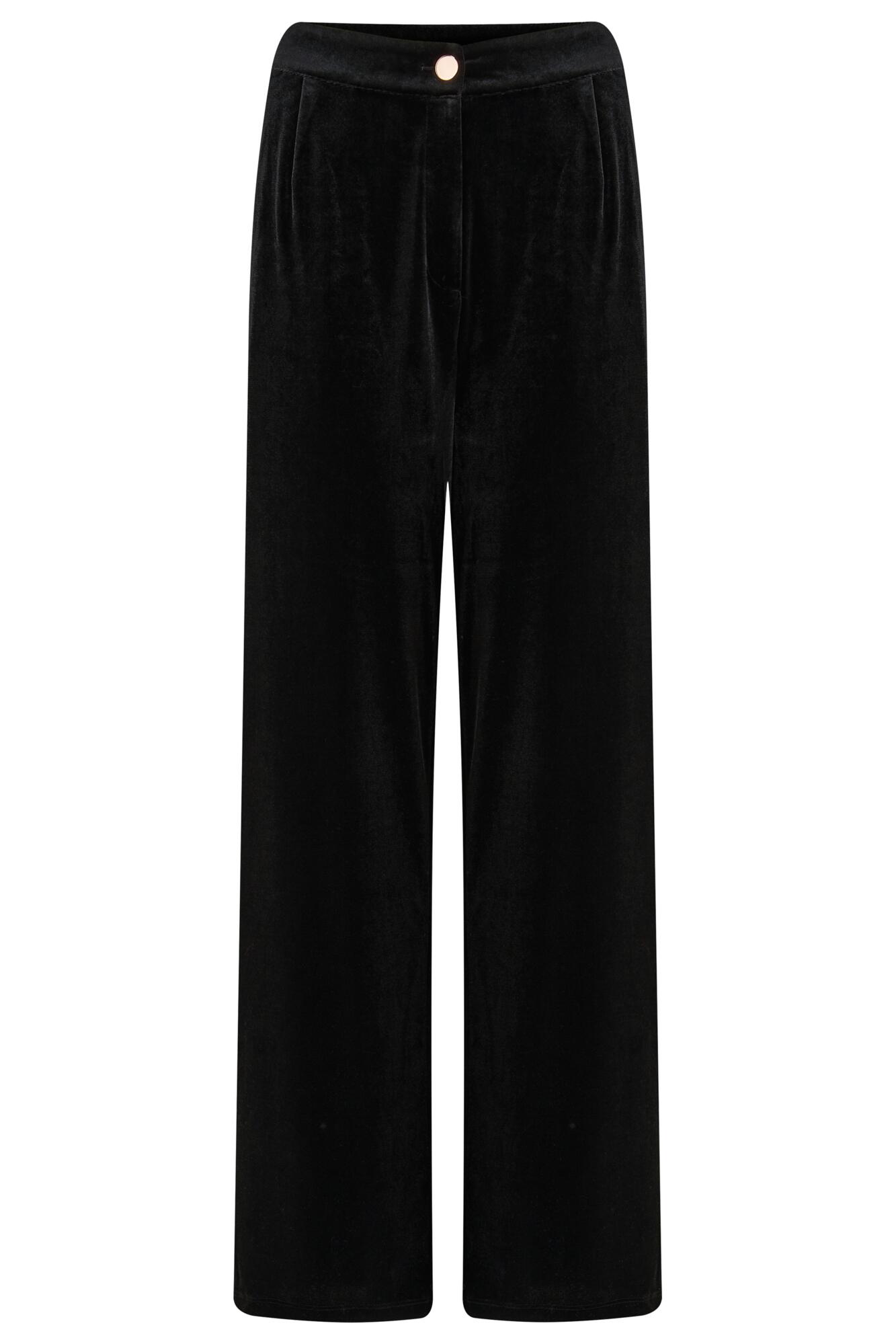 Black velvet wide outlet leg trousers