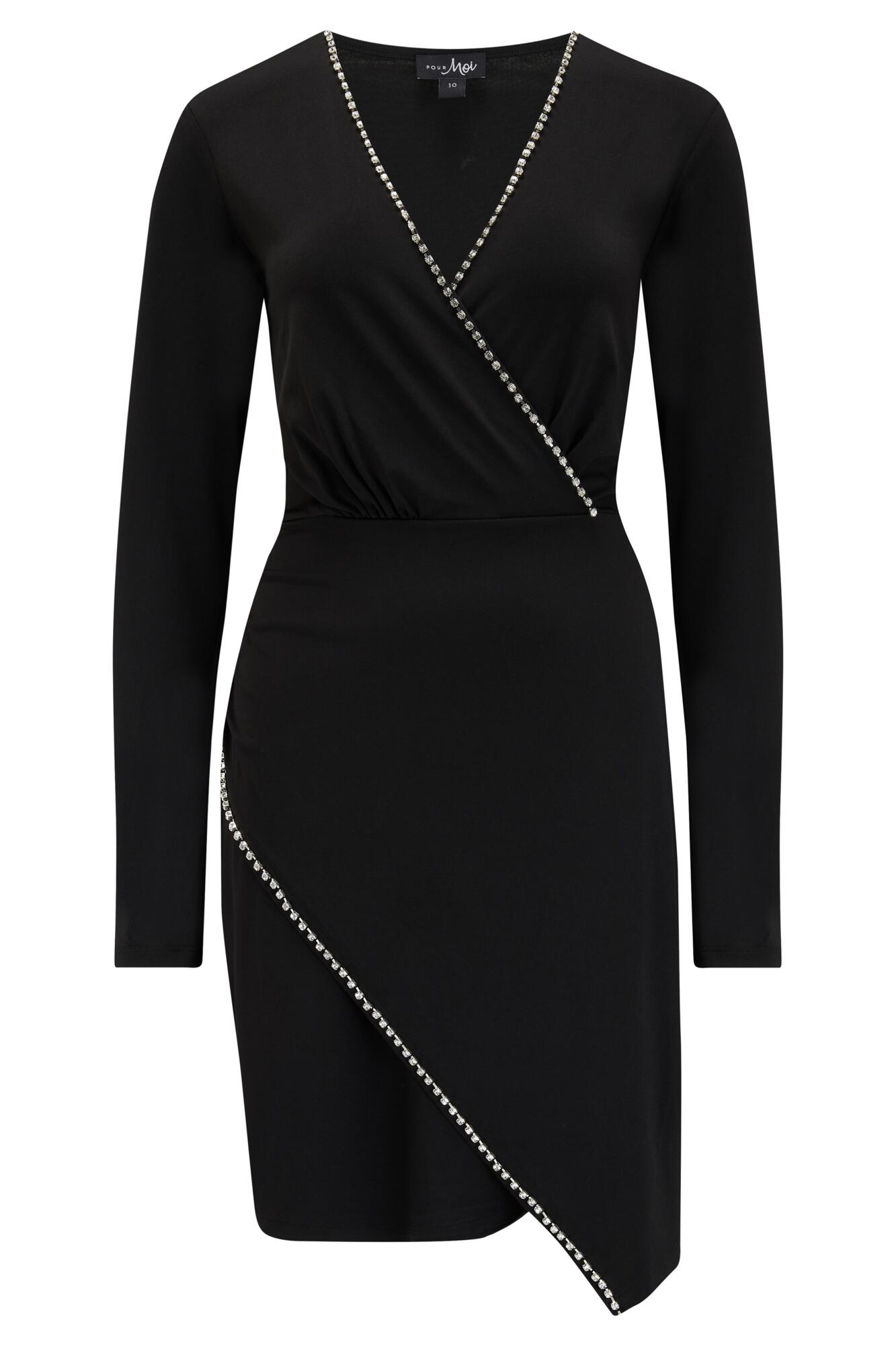 Black jersey wrap dress best sale