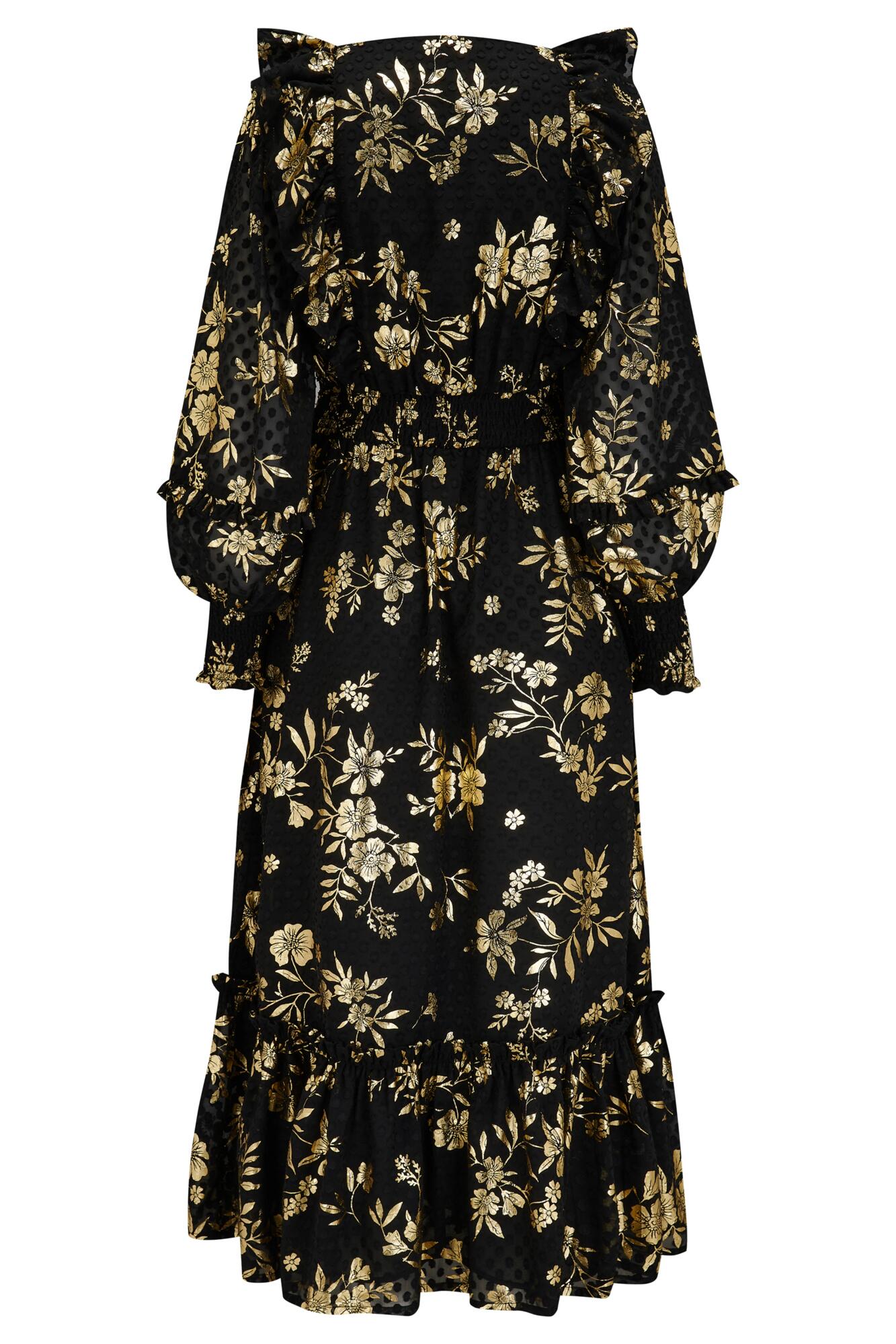 Black and gold midi dress hotsell