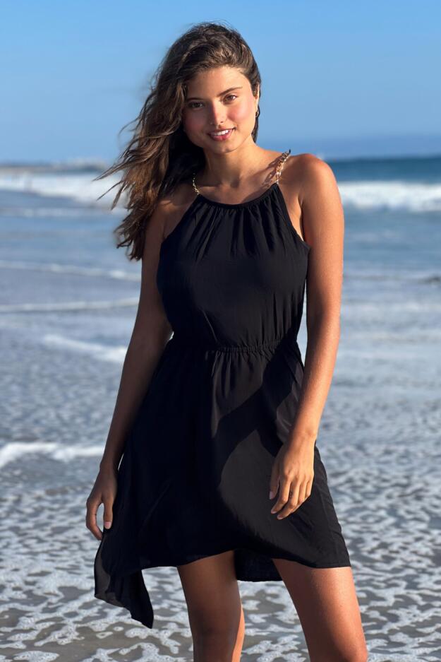 Gold Chain High Neck Beach Dress 